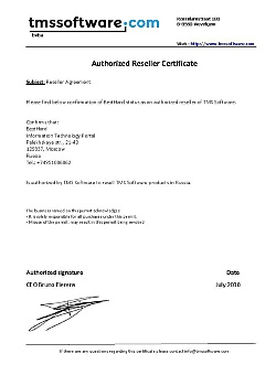 Authorized Reseller Certificate