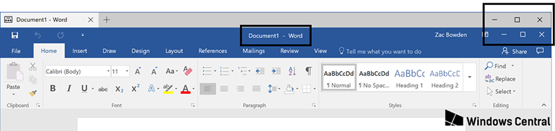 Неоптимизированный макет приложения Tabbed Shell от Windows Central