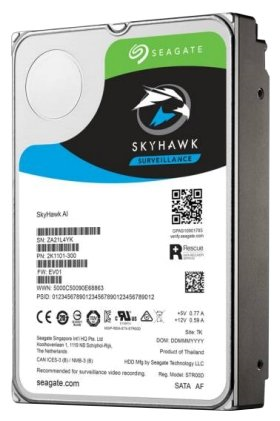 HDD SATA Seagate 8000Gb (8Tb), ST8000VE0004, SkyHawk AI, 7200 rpm, 256Mb buffer