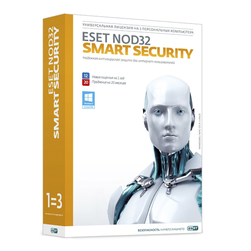 ESET NOD32 Smart Security - лицензия на 1 год на 3 ПК или продление на 20 месяцев [NOD32-ESS-1220(BOX)-1-1]