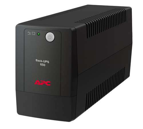 APC Back-UPS 650VA/325W, 230V, AVR, 2xSchuko outlets, user repl. batt., 2 year warranty