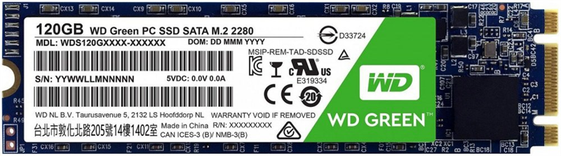 Western Digital SSD Green 120Гb SATA-III M2.2280 3D NAND WDS120G2G0B