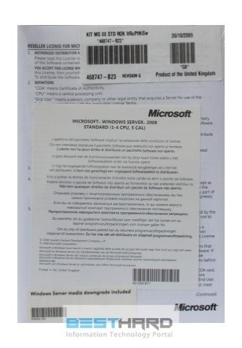 Microsoft Windows Server 2008 Standard R2 ROK (x64) 5 CAL 1-4 CPU EN OEM [4849MSM]