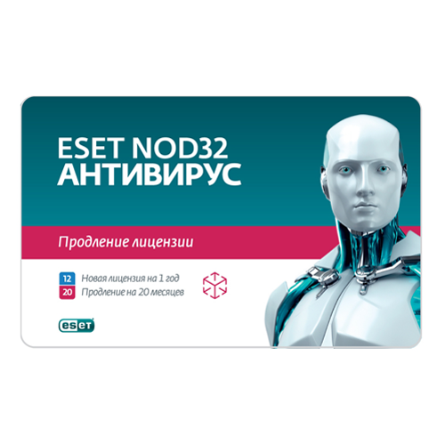 ESET NOD32 Антивирус - продление на 20 месяцев или новая лицензия на 1 год на 3ПК [NOD32-ENA-2012RN(CARD)-1-1]