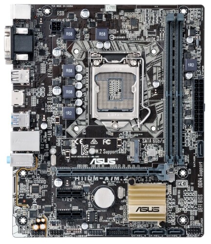 ASUS H110M-A/M.2, LGA1151, H110, 2*DDR4, D-Sub+DVI+HDMI, SATA3, Audio, Gb LAN, USB 3.0*4, USB 2.0*6, COM*1 header (w/o cable), mATX ; 90MB0R60-M0EAY0