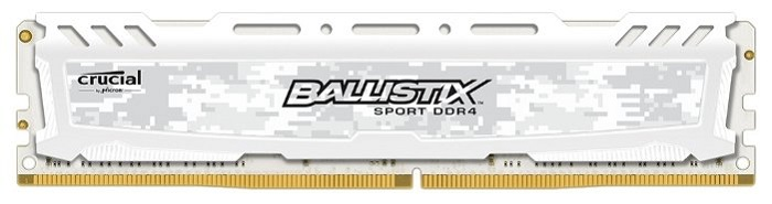 Crucial by Micron  DDR4   8GB  2400MHz UDIMM (PC4-19200) CL16 DRx8 1.2V (Retail) Ballistix Sport LT White