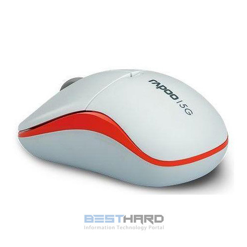 Мышь RAPOO 1090p Light оптическая беспроводная USB, белый и оранжевый [11466]
