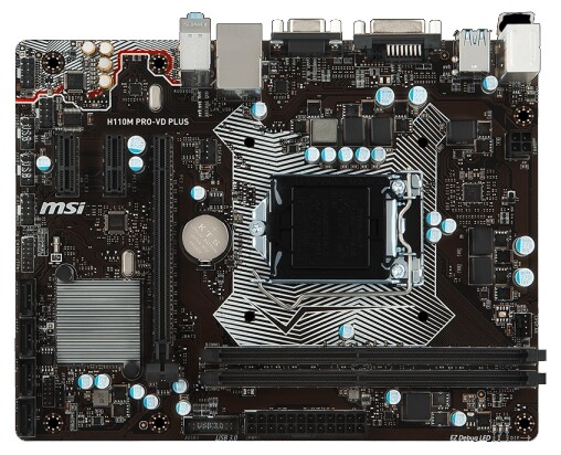 MSI H110M PRO-VD PLUS (Socket 1151, intel H110, 2DDR4, PCIe x16, PCIe x1, SATA6Gb/s, USB3.1 Gen1, GbE LAN, D-SUB, DVI) mATX