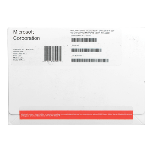 Microsoft Windows Server 2012 Standard R2 2CPU/2VM EN OEM LCP [P73-06165]
