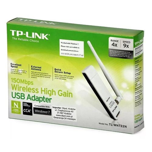 Сетевой адаптер WiFi TP-LINK TL-WN722N USB 2.0 [971018]
