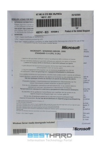 Microsoft Windows Server 2008 Standard R1 ROK (x64) 5 CAL 1-4 CPU OEM [P73-04001]